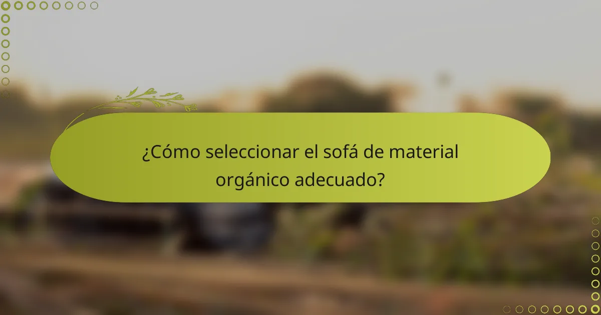 ¿Cómo seleccionar el sofá de material orgánico adecuado?