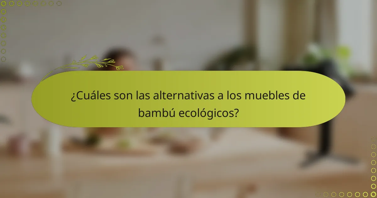 ¿Cuáles son las alternativas a los muebles de bambú ecológicos?