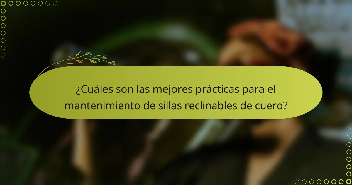 ¿Cuáles son las mejores prácticas para el mantenimiento de sillas reclinables de cuero?